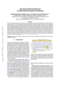 Denoising Table-Text Retrieval for Open-Domain Question Answering