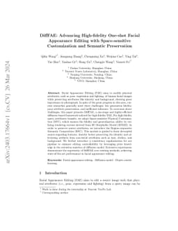 DiffFAE: Advancing High-fidelity One-shot Facial Appearance Editing with
  Space-sensitive Customization and Semantic Preservation