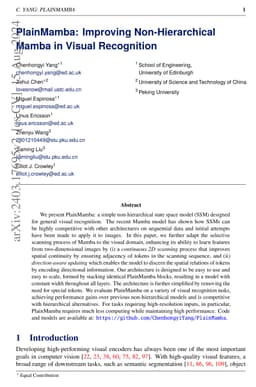 PlainMamba: Improving Non-Hierarchical Mamba in Visual Recognition