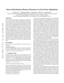 Out-of-distribution Rumor Detection via Test-Time Adaptation