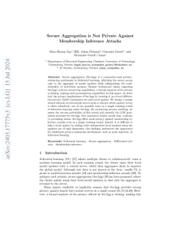 Secure Aggregation is Not Private Against Membership Inference Attacks