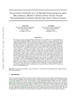 Evaluating the Efficacy of Prompt-Engineered Large Multimodal Models
  Versus Fine-Tuned Vision Transformers in Image-Based Security Applications