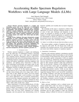 Accelerating Radio Spectrum Regulation Workflows with Large Language
  Models (LLMs)