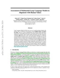Assessment of Multimodal Large Language Models in Alignment with Human
  Values
