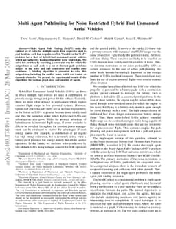 Multi Agent Pathfinding for Noise Restricted Hybrid Fuel Unmanned Aerial
  Vehicles