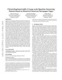 ChroniclingAmericaQA: A Large-scale Question Answering Dataset based on
  Historical American Newspaper Pages