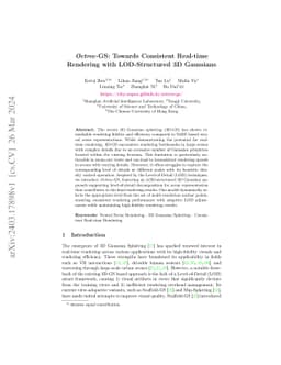 Octree-GS: Towards Consistent Real-time Rendering with LOD-Structured 3D
  Gaussians