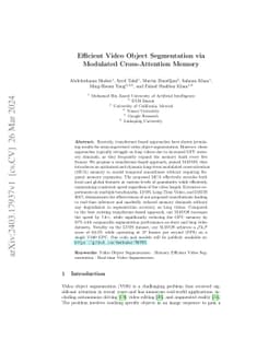 Efficient Video Object Segmentation via Modulated Cross-Attention Memory