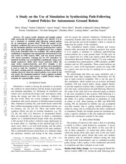 A Study on the Use of Simulation in Synthesizing Path-Following Control
  Policies for Autonomous Ground Robots