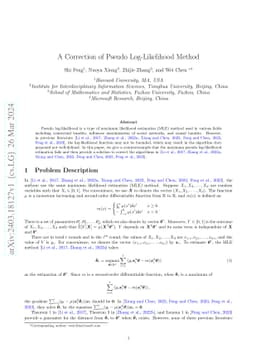 A Correction of Pseudo Log-Likelihood Method
