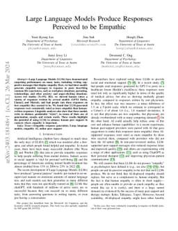 Large Language Models Produce Responses Perceived to be Empathic