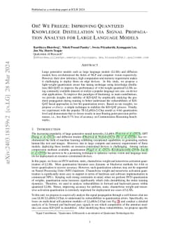 Oh! We Freeze: Improving Quantized Knowledge Distillation via Signal
  Propagation Analysis for Large Language Models