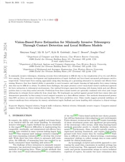Vision-Based Force Estimation for Minimally Invasive Telesurgery Through
  Contact Detection and Local Stiffness Models