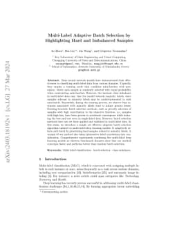 Multi-Label Adaptive Batch Selection by Highlighting Hard and Imbalanced
  Samples