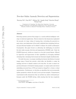 Few-shot Online Anomaly Detection and Segmentation