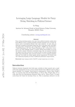 Leveraging Large Language Models for Fuzzy String Matching in Political
  Science