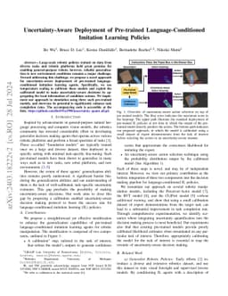 Uncertainty-Aware Deployment of Pre-trained Language-Conditioned
  Imitation Learning Policies