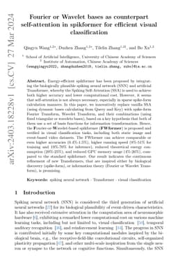 Fourier or Wavelet bases as counterpart self-attention in spikformer for
  efficient visual classification