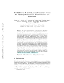 NeuSDFusion: A Spatial-Aware Generative Model for 3D Shape Completion,
  Reconstruction, and Generation