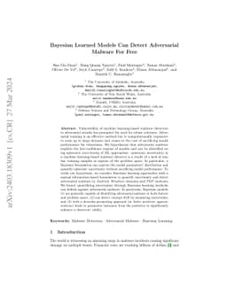 Bayesian Learned Models Can Detect Adversarial Malware For Free