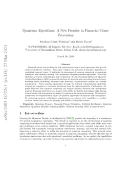 Quantum Algorithms: A New Frontier in Financial Crime Prevention