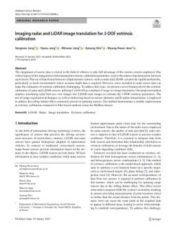 Imaging radar and LiDAR image translation for 3-DOF extrinsic
  calibration