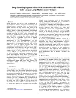 Deep Learning Segmentation and Classification of Red Blood Cells Using a
  Large Multi-Scanner Dataset