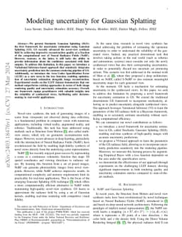 Modeling uncertainty for Gaussian Splatting