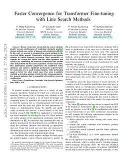 Faster Convergence for Transformer Fine-tuning with Line Search Methods