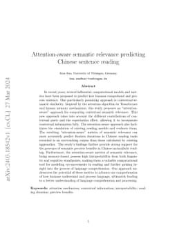 Attention-aware semantic relevance predicting Chinese sentence reading