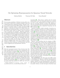 On Optimizing Hyperparameters for Quantum Neural Networks