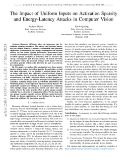 The Impact of Uniform Inputs on Activation Sparsity and Energy-Latency
  Attacks in Computer Vision