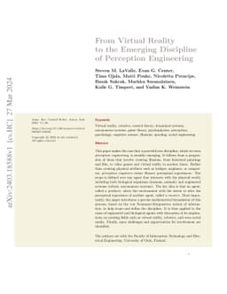 From Virtual Reality to the Emerging Discipline of Perception
  Engineering