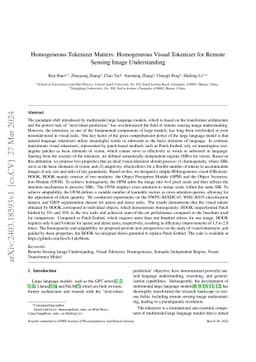 Homogeneous Tokenizer Matters: Homogeneous Visual Tokenizer for Remote
  Sensing Image Understanding