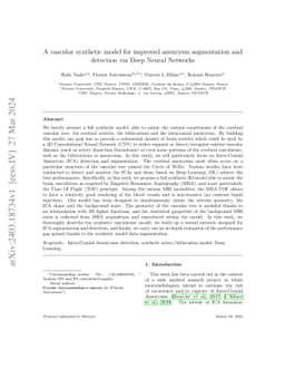 A vascular synthetic model for improved aneurysm segmentation and
  detection via Deep Neural Networks