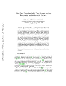 SplatFace: Gaussian Splat Face Reconstruction Leveraging an Optimizable
  Surface
