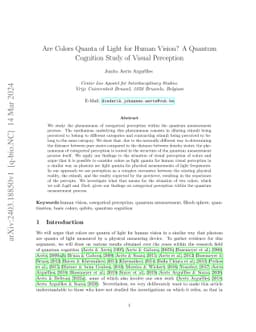 Are Colors Quanta of Light for Human Vision? A Quantum Cognition Study of Visual Perception