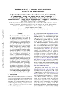 SemEval-2024 Task 1: Semantic Textual Relatedness for African and Asian
  Languages
