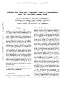 Moderating Illicit Online Image Promotion for Unsafe User-Generated
  Content Games Using Large Vision-Language Models