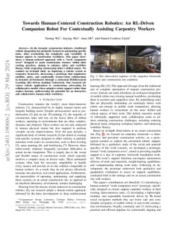 Towards Human-Centered Construction Robotics: An RL-Driven Companion
  Robot For Contextually Assisting Carpentry Workers