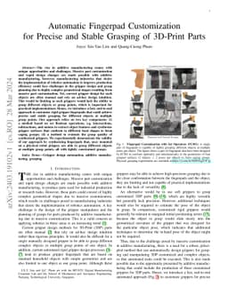 Automatic Fingerpad Customization for Precise and Stable Grasping of
  3D-Print Parts