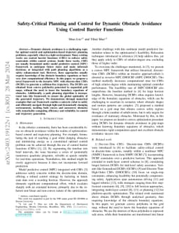 Safety-Critical Planning and Control for Dynamic Obstacle Avoidance Using Control Barrier Functions