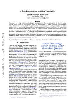 A Tulu Resource for Machine Translation