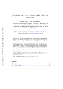 Correlation functions between singular values and eigenvalues