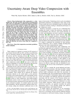 Uncertainty-Aware Deep Video Compression with Ensembles