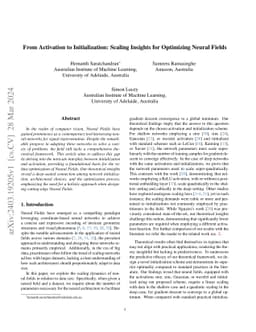From Activation to Initialization: Scaling Insights for Optimizing
  Neural Fields