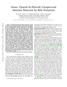 Genos: General In-Network Unsupervised Intrusion Detection by Rule
  Extraction