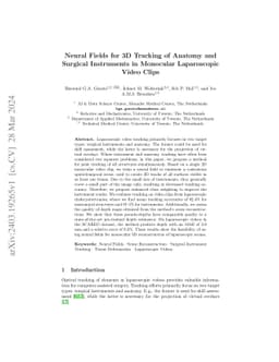 Neural Fields for 3D Tracking of Anatomy and Surgical Instruments in
  Monocular Laparoscopic Video Clips