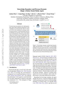 Knowledge Boundary and Persona Dynamic Shape A Better Social Media Agent