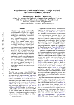 Ungrammatical-syntax-based In-context Example Selection for Grammatical
  Error Correction